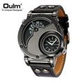 Oulm Designer Marca Relógios De Luxo Para Homens Dual Time Quartzo Relógio Casual Homem Relógio De Couro Esporte Masculino Relógio relogio masculino