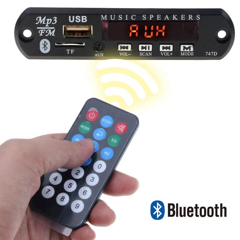 Kebidu carro USB sem fio bluetooth 5.0 5V 12V MP3 player de áudio decodificador placa amplificador para carro áudio TF MP3 rádio DIY alto-falante