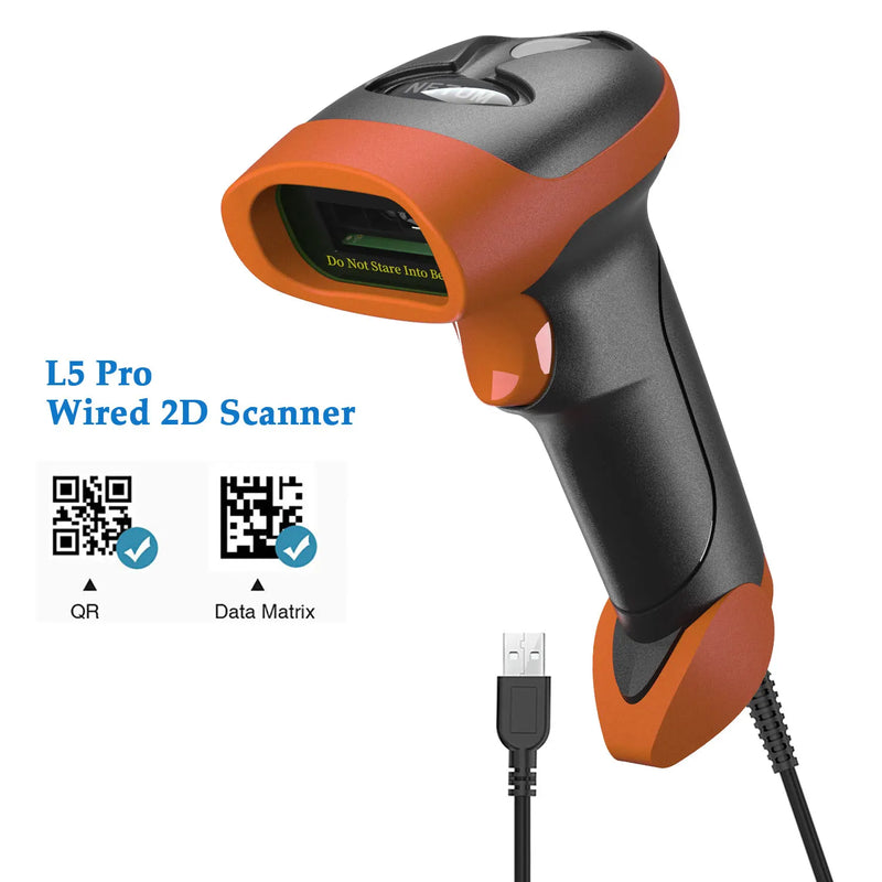 NETUM L8BL Blueooth Wireless 2D Barcode Scanner and L5 Wired QR Barcode Reader PDF417 Automatic Sensing for Pos Scanning