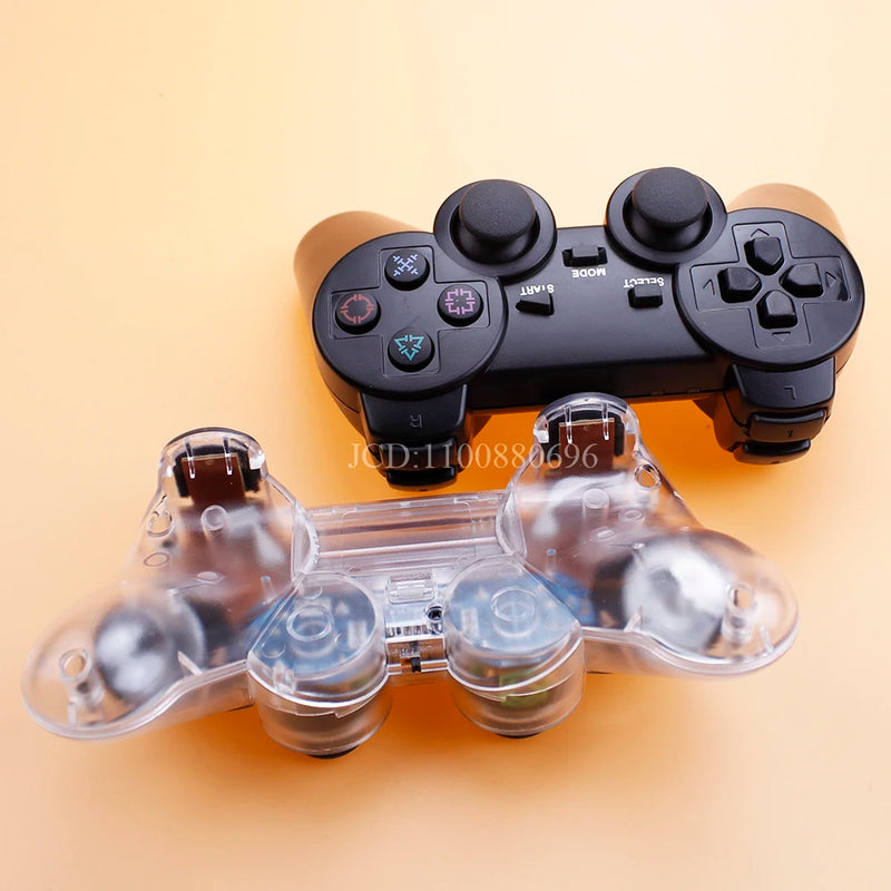 1 Peça 2.4g Controlador de jogo sem fio para ps2 dupla vibração à prova de choque cor transparente controle de jogo bluetooth