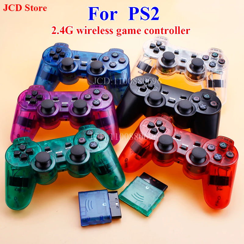 1 Peça 2.4g Controlador de jogo sem fio para ps2 dupla vibração à prova de choque cor transparente controle de jogo bluetooth