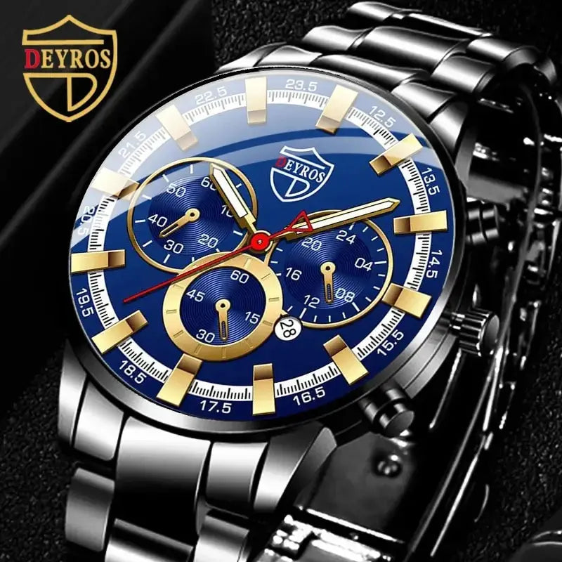 Fashion Men's Watches Business Stainless Steel Quartz Wrist Watch Calendar Date Male Casual Sports Luminous Clock