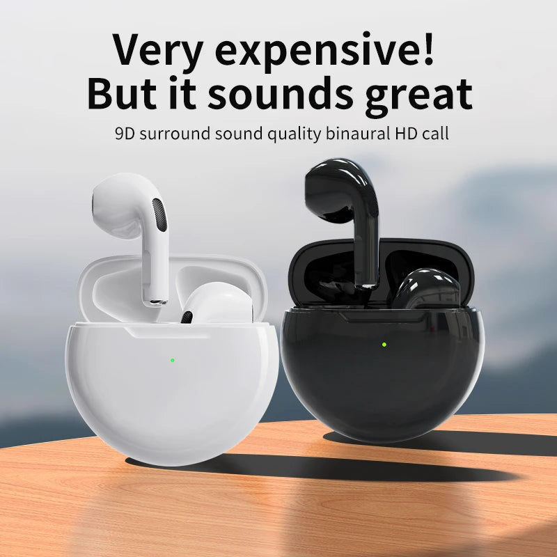 Pro6 TWS Wireless Headphones Fone Bluetooth Earphones Mic Pods InEar Earpods Pro6 Earbuds sport Headset For Xiaomi