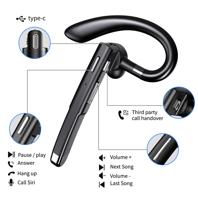 YYK520 Hanging Ear Wireless Bluetooth Headset 5.1 Hands-free ENC Call Noise Reduction Driving Single Ear Business Headphones