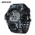 SANDA 2183 Electronic Watch Fashion Military Camo Waterproof Outdoors Sports Digital Display Silicone Strap Wristwatchs for Men