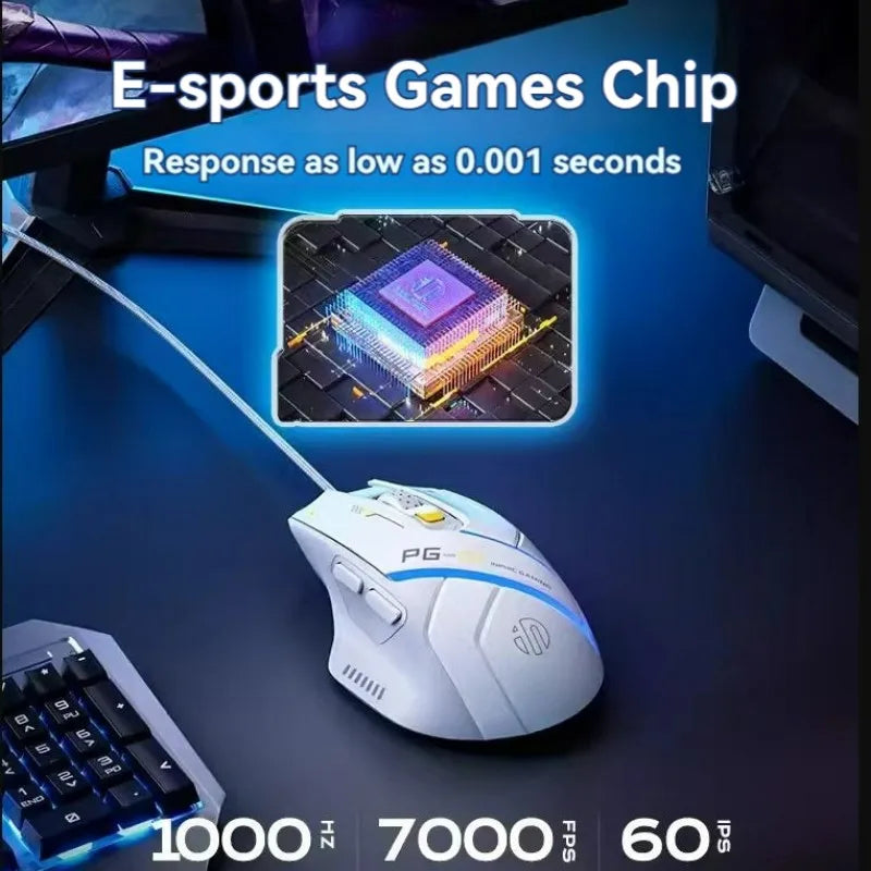 Inphic Pg1 Wired Mouse Gaming Mouse RGB Light Emitting   Macro Programming 12800DPI  6 Keys Computer Mouse 1000hz Polling Rate