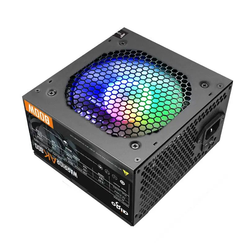 Fonte de alimentação Aigo AK PC PSU 500W 600W 700W 800W 1000W Gaming 120mm RGB Fan 220V ATX Desktop Computer Power Supply para BTC