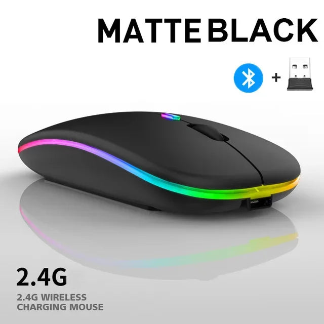 Wireless Bluetooth Mouse, Rechargeable LED Bluetooth 5.2 and USB Receiver Portable Silent Mouse,for Laptop/Desktop/Tablet