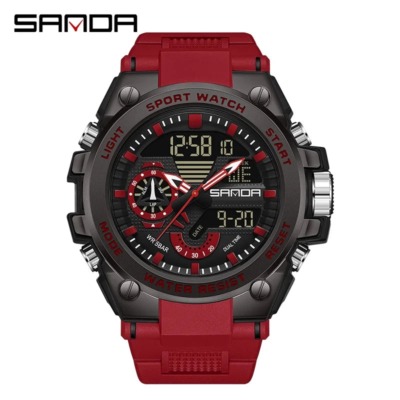 Sanda Men's Digital Fashion Waterproof Outdoor Sports Multifunctional Electronic Watch SD3302-12