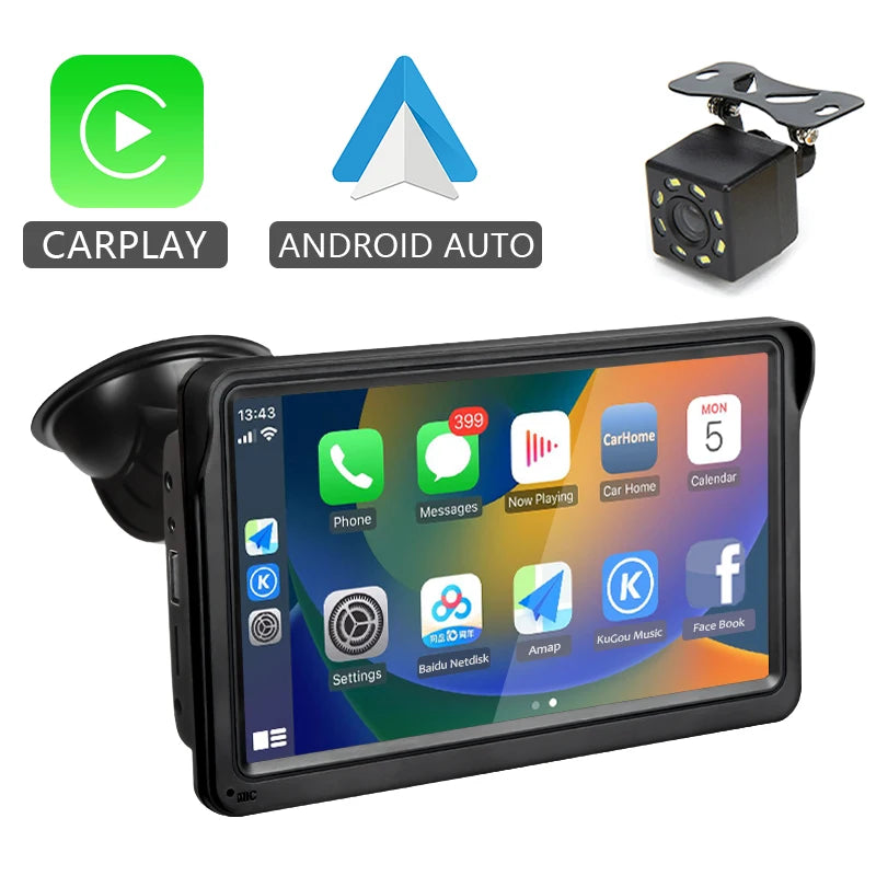 Hippcron CarPlay Android Auto Car Radio Multimedia Video Player 7inch Portable Touch Screen With USB AUX For Rear View Camera