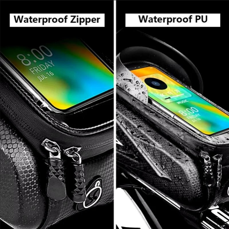 Bolsa de bicicleta para telefone ciclismo tubo frontal superior bolsa de quadro capa à prova d'água armazenamento tela sensível ao toque tubo mtb casca dura bolsa de viga frontal