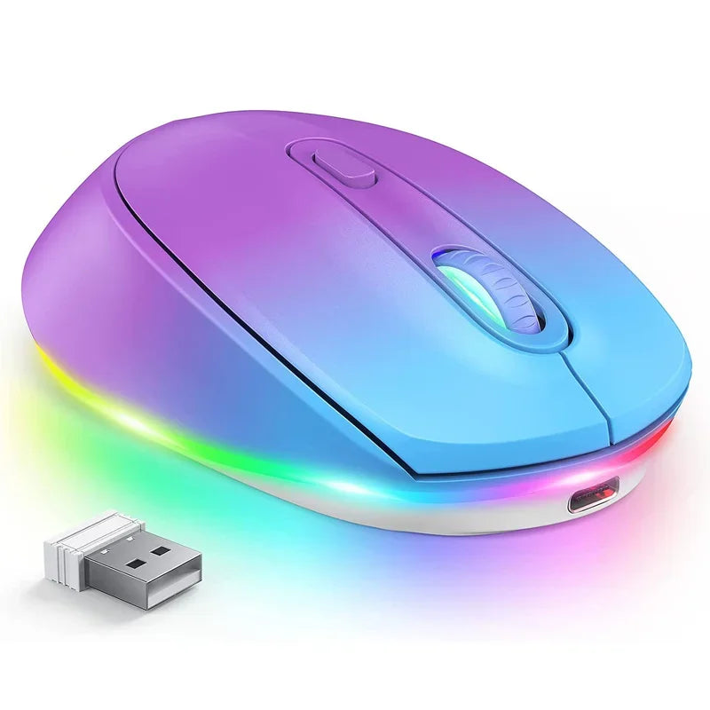 Portable Gaming Wireless RGB Mouse Quiet Click Rechargeable Ergonomic Design Color LED Backlight laptop PC home and office use