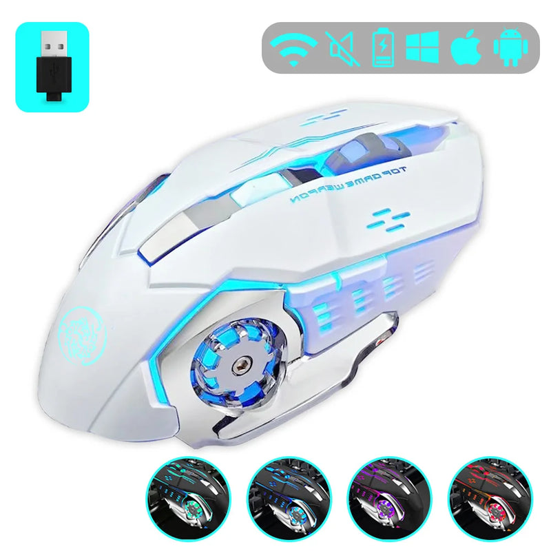 Mouse para jogos 2.4G Bluetooth sem fio recarregável mouse para laptop RGB retroiluminação e-sports mouse mecânico para computador PC Gamer