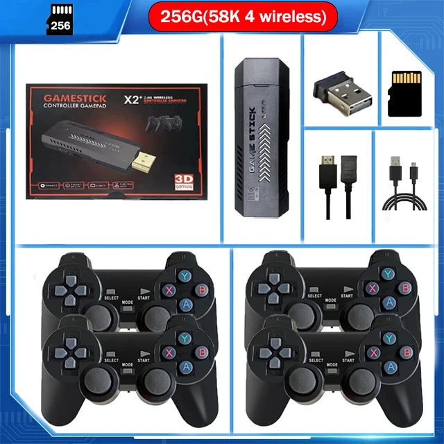 X2 Plus 256G 50000 Game GD10 Pro 4K Game Stick 3D HD Retro Video Game Console Wireless Controller TV 50 Emulator For PS1/N64/DC