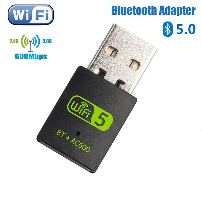 Placa de rede sem fio de banda dupla 600M sem unidade 5G receptor de computador de alta velocidade USB Bluetooth 5.0 Wifi 2 em 1