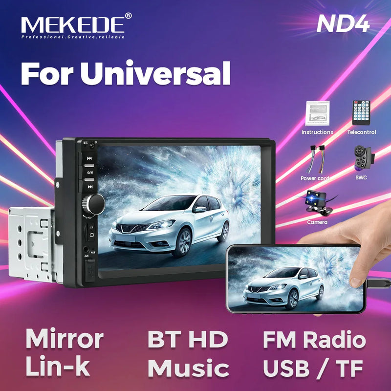 MEKEDE 1 din MP5 Player 7 polegadas HD Touch Screen Rádio de carro 1DIN Auto áudio USB BT TF Cartão para Universal Autoradio Multimedia Player