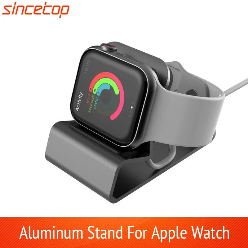 Suporte de carregador de alumínio para Apple Watch Dock Station Suporte de carregamento para iWatch Ultra 1 2/10/9/SE/8/7/6/5/4/3/2/1 Suporte de silicone