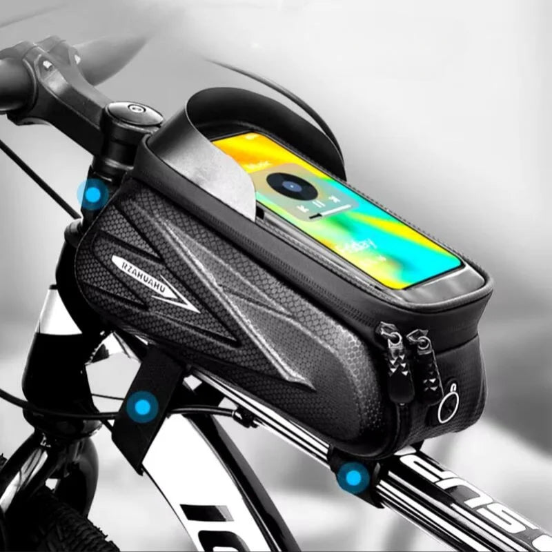 Bolsa de bicicleta para telefone ciclismo tubo frontal superior bolsa de quadro capa à prova d'água armazenamento tela sensível ao toque tubo mtb casca dura bolsa de viga frontal