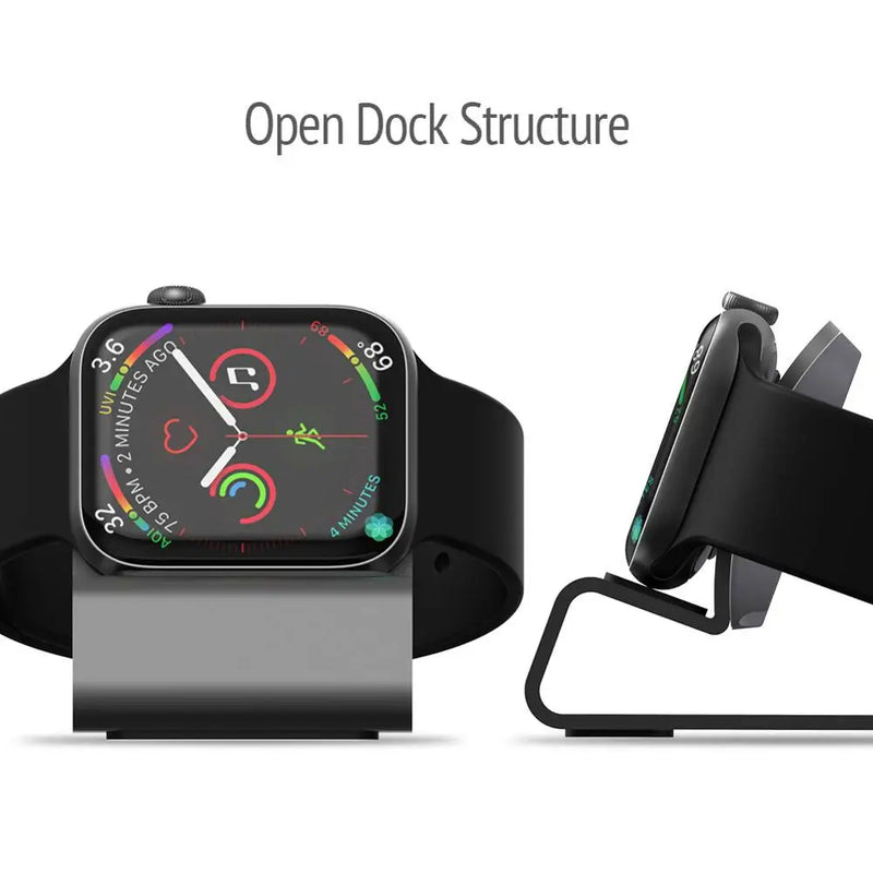 Suporte de carregador de alumínio para Apple Watch Dock Station Suporte de carregamento para iWatch Ultra 1 2/10/9/SE/8/7/6/5/4/3/2/1 Suporte de silicone