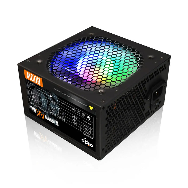 Fonte de alimentação Aigo AK PC PSU 500W 600W 700W 800W 1000W Gaming 120mm RGB Fan 220V ATX Desktop Computer Power Supply para BTC