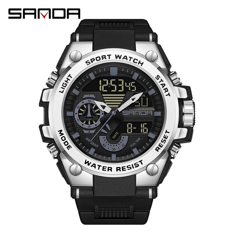 Sanda Men's Digital Fashion Waterproof Outdoor Sports Multifunctional Electronic Watch SD3302-12