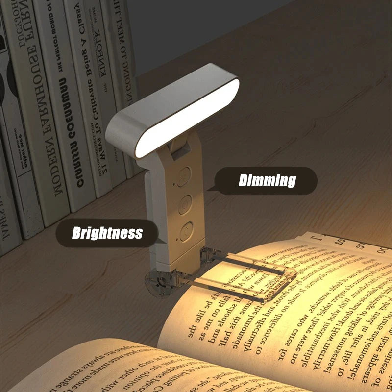 Lâmpada de leitura LED para livros, clipe de livro portátil, luzes noturnas LED com carregamento, clipe de proteção para os olhos para quarto, 360°, lâmpada de livro LED flip