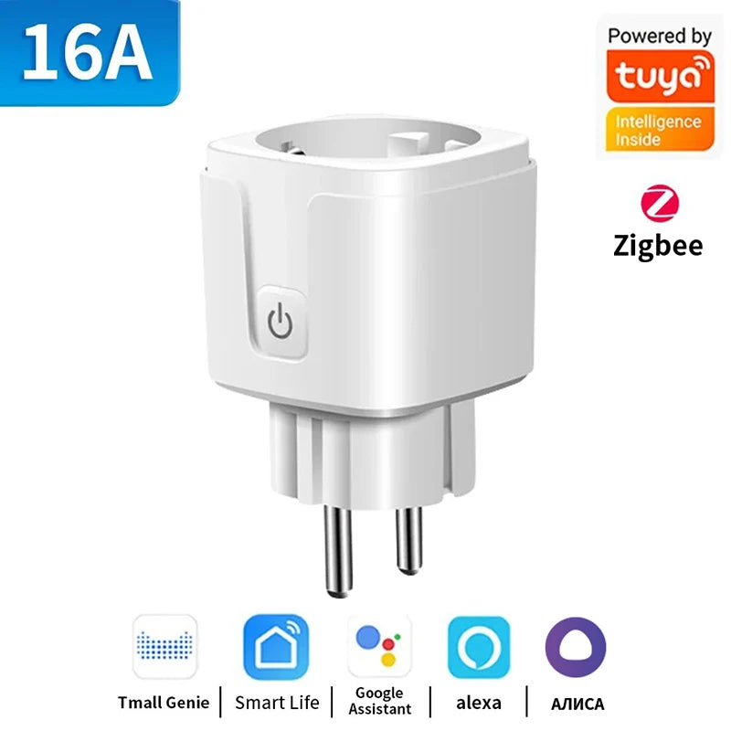 TNCE TUYA Smart Plug WiFi/Zigbee Socket EU 16A/20A With Power Monitor Timing Function Voice Control Works With Alexa GoogleHome