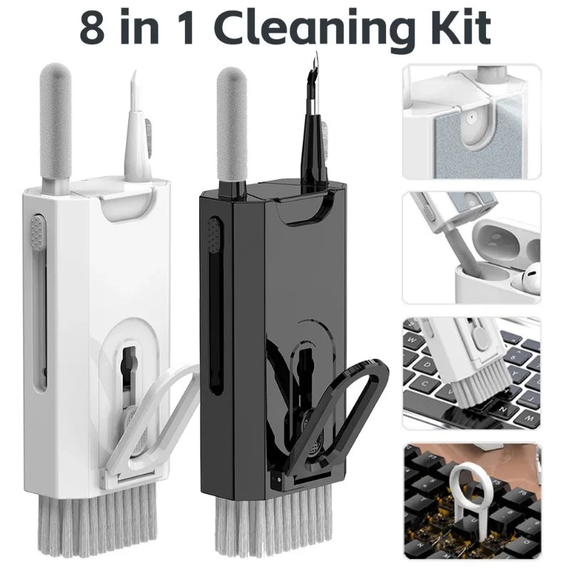 Kit de limpeza 8 em 1 para teclado de computador, escova de limpeza para fones de ouvido, caneta de limpeza para fones de ouvido, iPad, telefones, ferramentas de limpeza, extrator de teclas