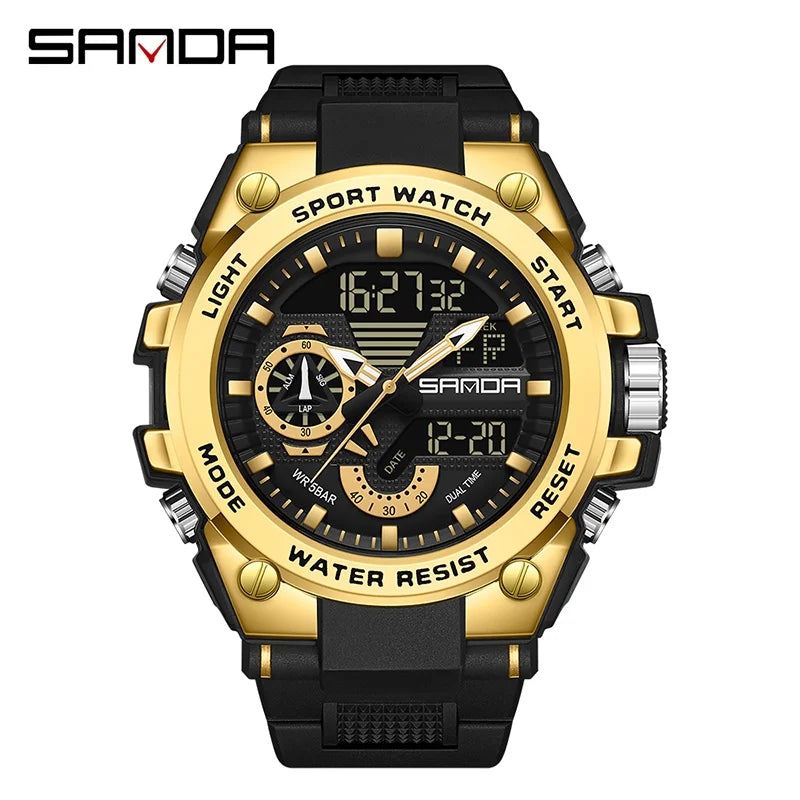 Sanda Men's Digital Fashion Waterproof Outdoor Sports Multifunctional Electronic Watch SD3302-12