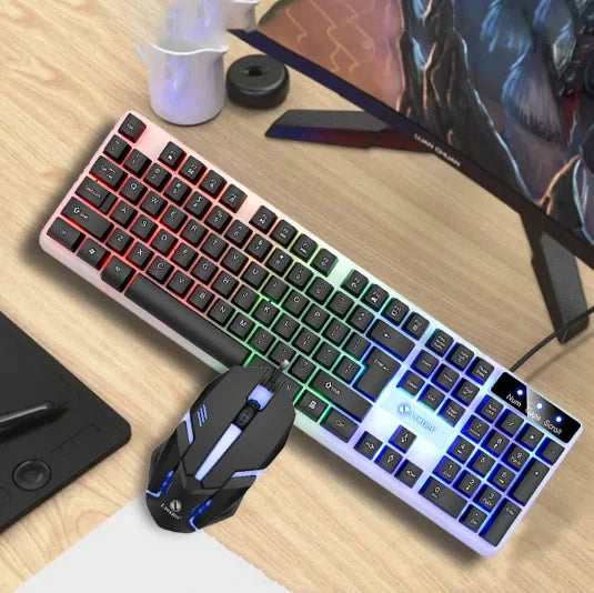 Doctor Denton Floating Rainbow Backlight Wired Keyboard Mouse Set DIY Computer Assembly Adequado para jogos de escritório