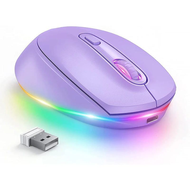 Portable Gaming Wireless RGB Mouse Quiet Click Rechargeable Ergonomic Design Color LED Backlight laptop PC home and office use