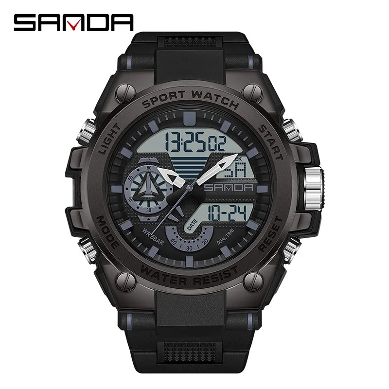 Sanda Men's Digital Fashion Waterproof Outdoor Sports Multifunctional Electronic Watch SD3302-12