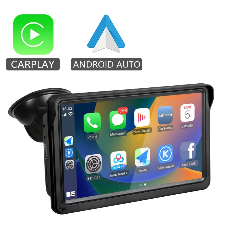 Hippcron CarPlay Android Auto Car Radio Multimedia Video Player 7inch Portable Touch Screen With USB AUX For Rear View Camera