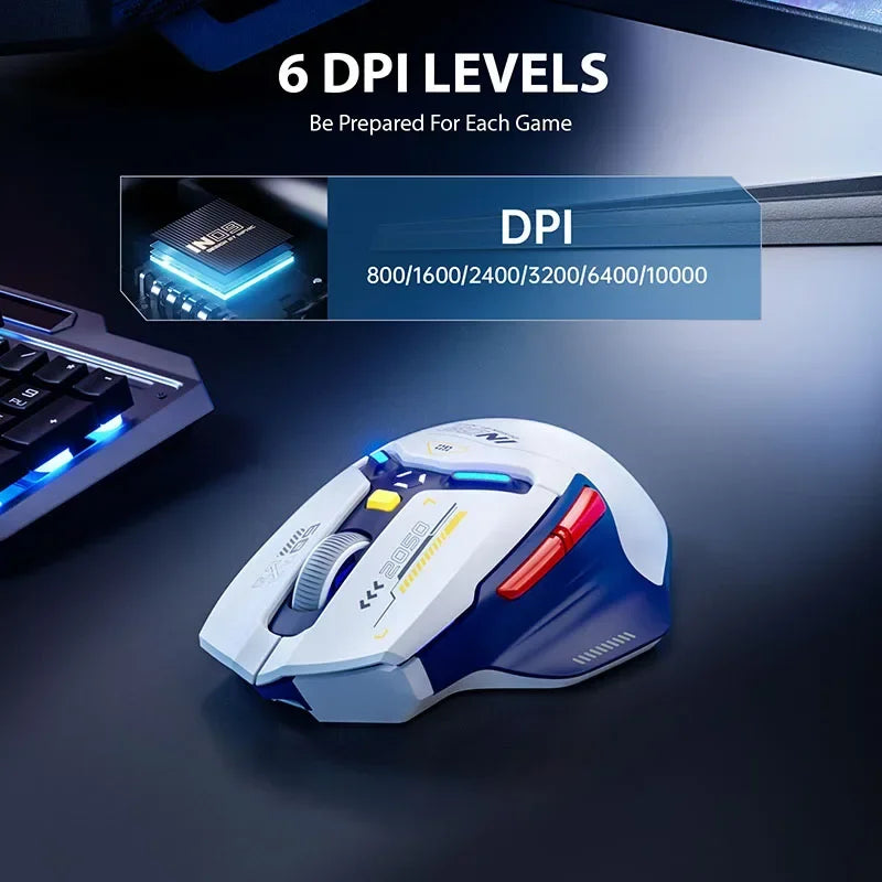 INPHIC IN9 Mouse sem fio Bluetooth para jogos, três modos, ergonômico, macro RGB, PUBG/LOL/CSGO, desktop, notebook, universal, 10000DPI