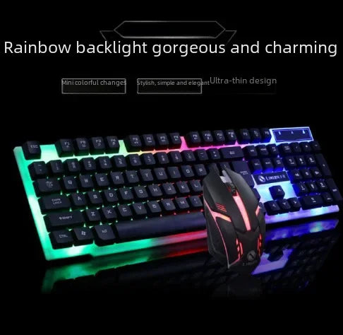 Doctor Denton Floating Rainbow Backlight Wired Keyboard Mouse Set DIY Computer Assembly Adequado para jogos de escritório