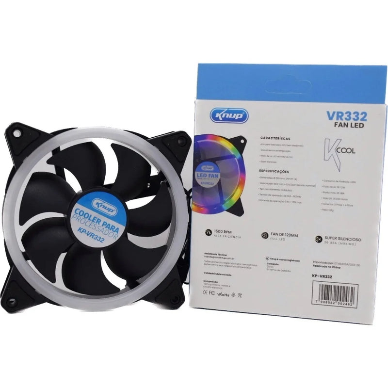 Cooler Fan Led RGB 120mm Ventoinha Gabinete Cpu Gamer PC/ VR-332