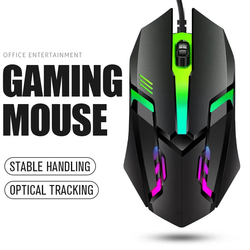 1 PC ITLY M01 Sports LED Mouse para jogos com fio USB retroiluminado luminoso para PC desktop, laptop, escritório, computador, mouse para jogos