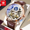 OLEVS Skeleton Watches Mechanical Automatic Watch Men Tourbillon Sport Clock Casual Business Moon Wrist Watch Relojes Hombre