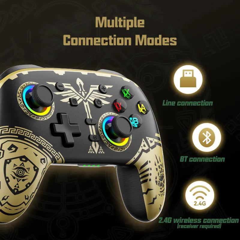 S08 Switch PRO Wireless Bluetooth Gamepad Blackgold Somatosensory Vibration One-click Wake Up Simulator Game