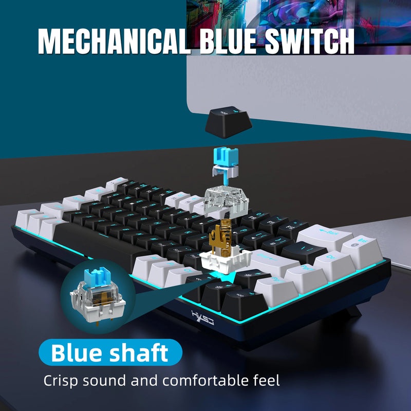 Teclado mecânico de 68 teclas ergonômico RGB retroiluminado LED Hot Swappable Blue Switch teclado para jogos para PC laptop escritório