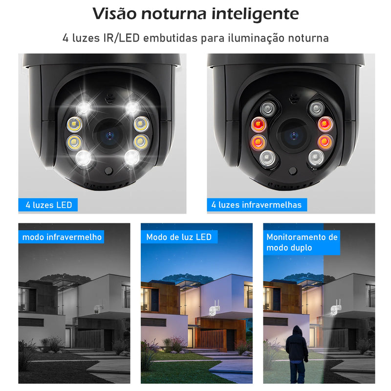 Câmera segurança wifi ip sem fio 360 vigilância com encaixe lampada bocal aplicativo auto tracking ICSEE monitor inteligente