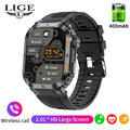 LIGE 2024 Relógio inteligente militar resistente e durável IP68 à prova d'água 2,01 '' HD Display Bluetooth Voice Smart Watch para Android IOS