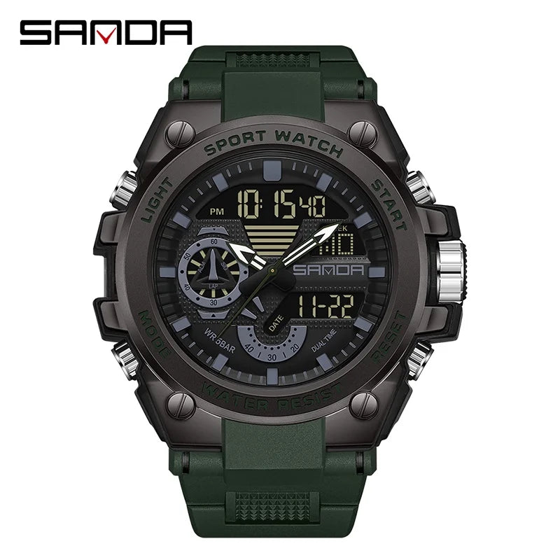 Sanda Men's Digital Fashion Waterproof Outdoor Sports Multifunctional Electronic Watch SD3302-12