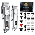 Kit combinado de metal completo 2 em 1, barbeiro, máquina de cortar cabelo para homens, aparador elétrico profissional de barba e cabelo, corte de cabelo recarregável