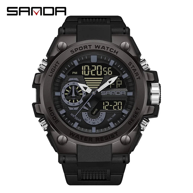 Sanda Men's Digital Fashion Waterproof Outdoor Sports Multifunctional Electronic Watch SD3302-12