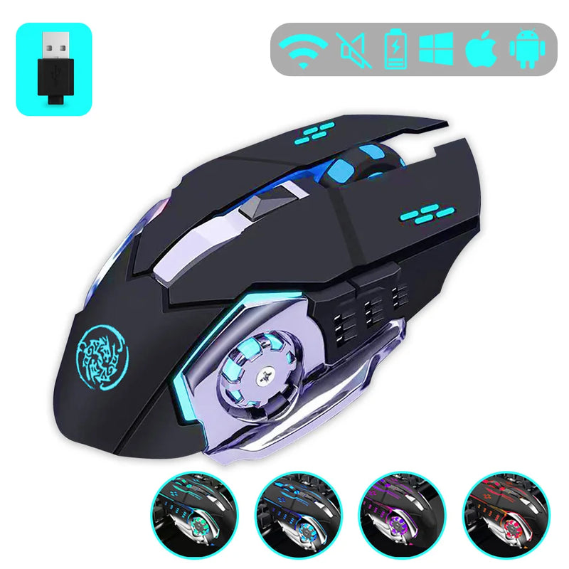 Mouse para jogos 2.4G Bluetooth sem fio recarregável mouse para laptop RGB retroiluminação e-sports mouse mecânico para computador PC Gamer