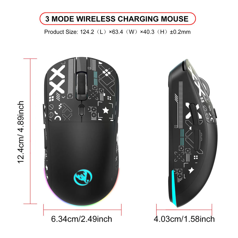 3 Modos Bluetooth Gaming Mouse Recarregável 2.4G USB Sem Fio RGB Backlight Mouse para iPad Tablet Laptop Computador