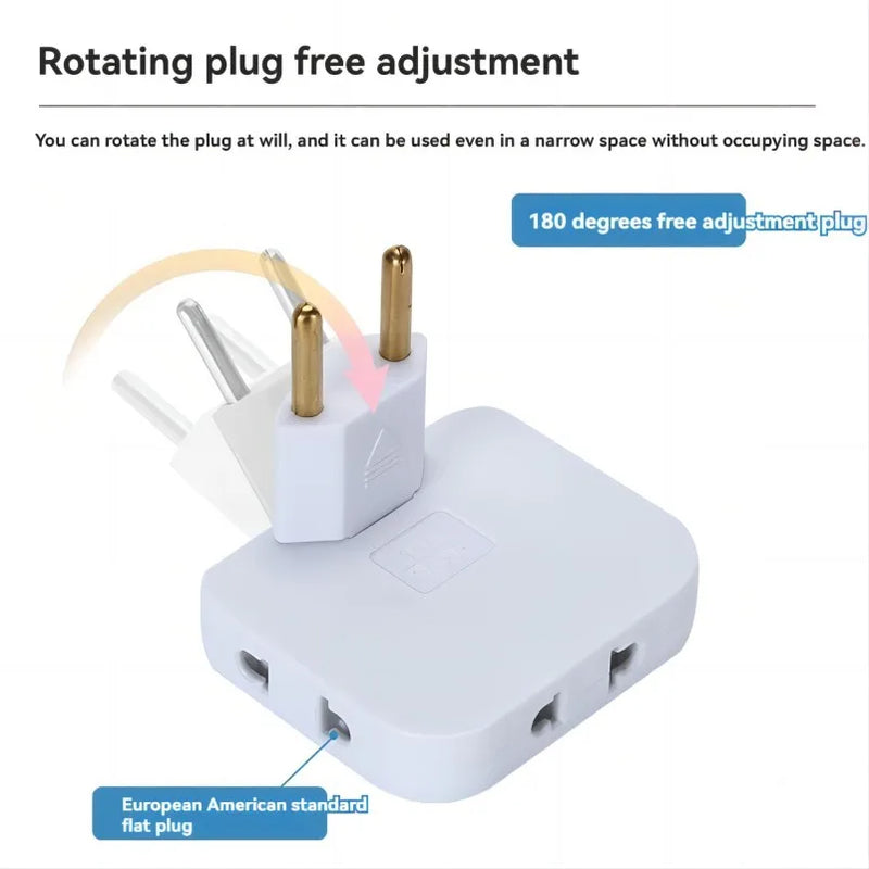 Wireless Socket Mini Slim Adapter Sockets, 180 Degrees Rotatable, EU Plug Converter, Multi-Plug, USA Extension, 3 In 1