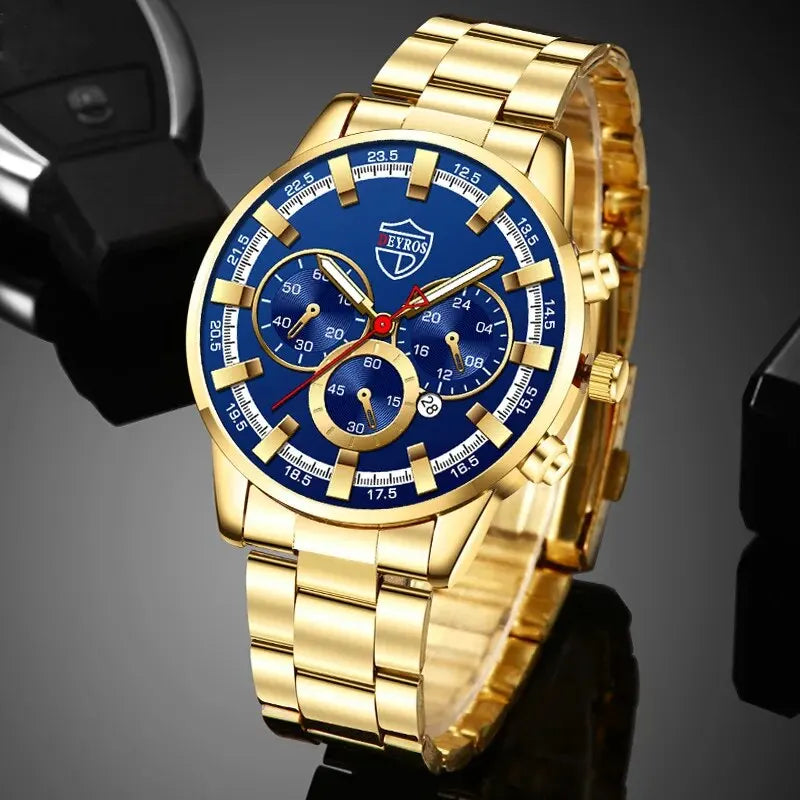 Fashion Men's Watches Business Stainless Steel Quartz Wrist Watch Calendar Date Male Casual Sports Luminous Clock