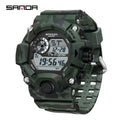 SANDA 2183 Electronic Watch Fashion Military Camo Waterproof Outdoors Sports Digital Display Silicone Strap Wristwatchs for Men